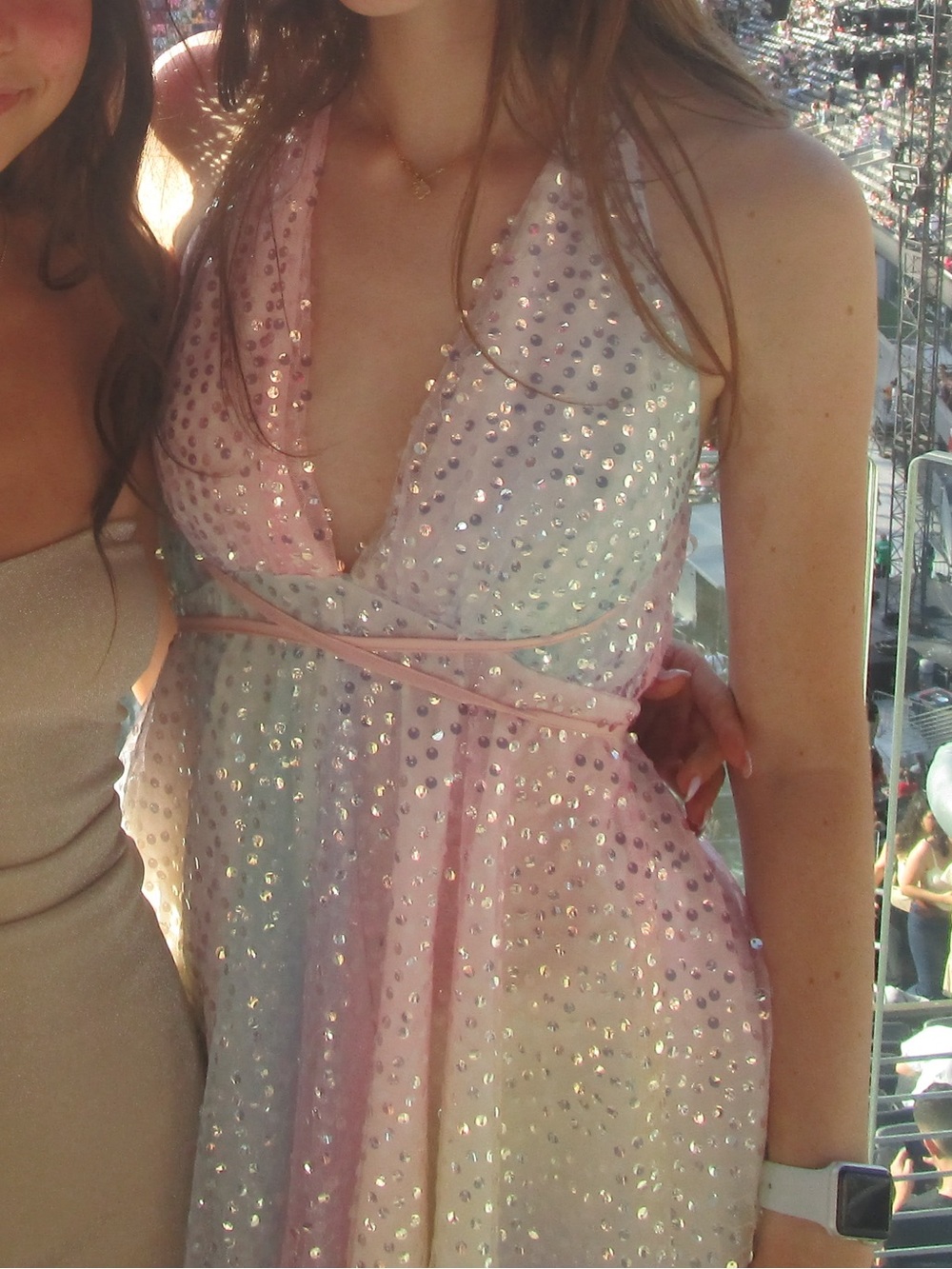 American Threads Pastel Rainbow Sequin Mini Dress
